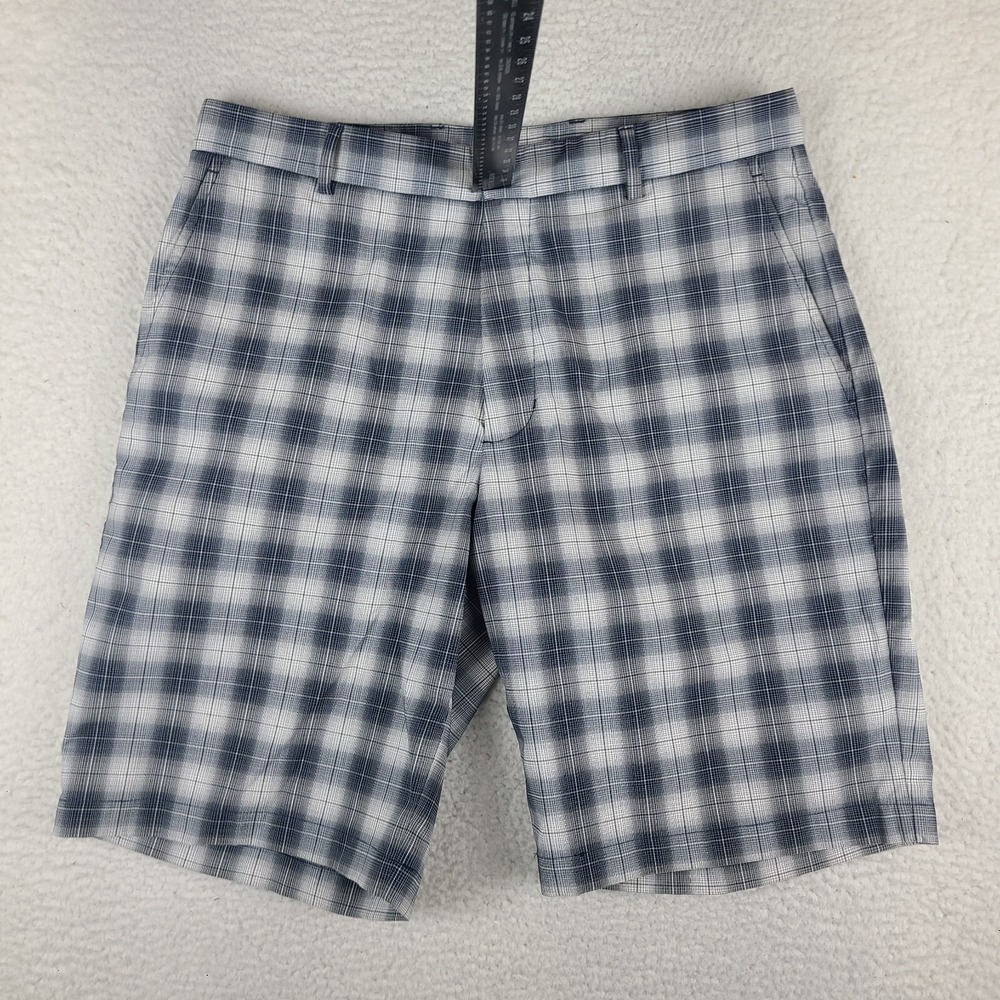 Walter Hagen Shorts Mens 34 Blue Plaid 10" Inseam Casual Performance Golf Chino